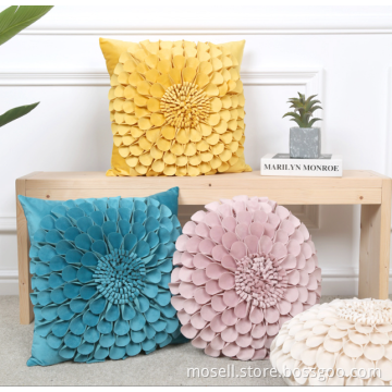 Fashion Design 3D Flower Hand-Made Polyester Cushion